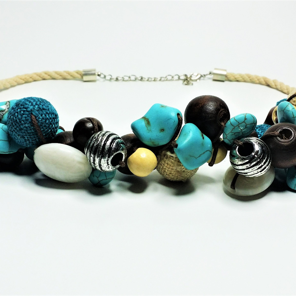 Boho Mixed Media Cluster Necklace